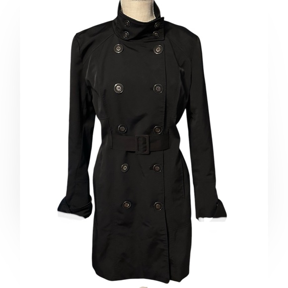 7th Avenue Design Studio New York & Co. Women's Black Double Breasted Raincoat M - Picture 12 of 16